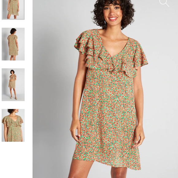 NWT MODCLOTH Emerald Green Floral Dress - Picture 7 of 9